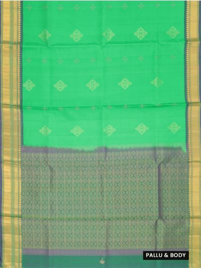 Kanmanie Soft Silk Geometric Butta with 6 Inch Jacquard Border Saree