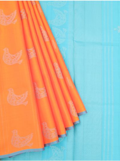 Kanmanie Soft Silk Bird Butta with Fine Stripes and 0.5 Inch Asthiri Border Saree