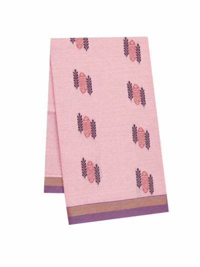 GraceCharm Kovai Cotton Geometric Leaf Buta with Leaf Motif Pallu Saree