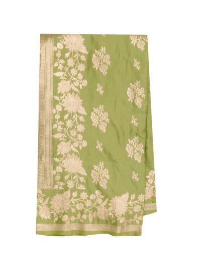 Gracecharm Shot Silk Floral Butta Design with Geometric Lattice Border Saree