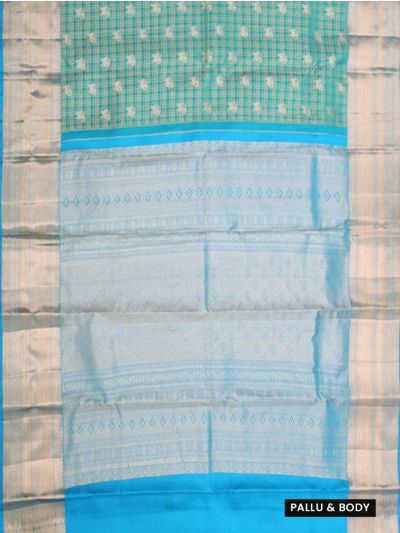 Vivaha Pure Silk Kanchipuram Checked and Butta Design with Zari Border Saree