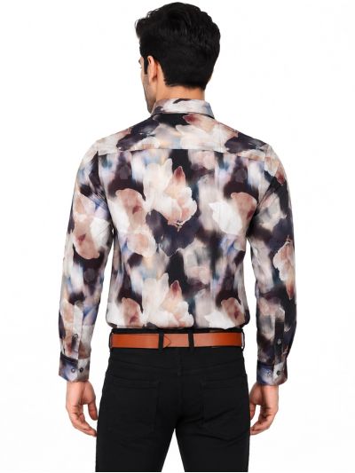 Warior Men’s Large-Scale Watercolour Floral Print Full Sleeve Shirt
