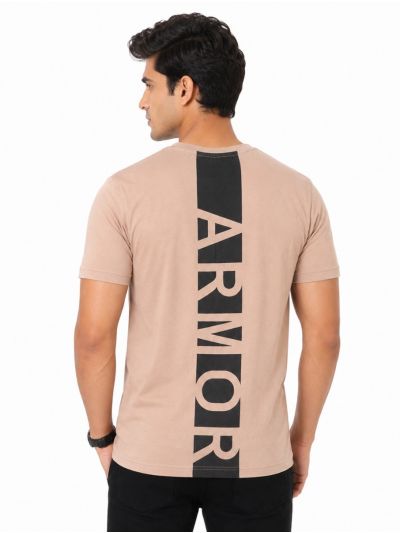 Warior Men's Vertical Armor Typographic Back Print Crew Neck T-Shirt