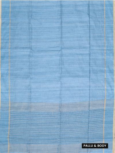 Gracecharm Semi Linen Dotted Stripe with Horizontal Stripe Pallu Saree
