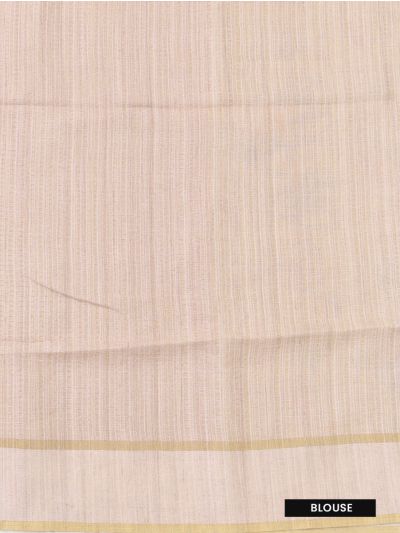 Gracecharm Semi Linen Stripe with Elephant Lotus Pictorial Pallu Saree