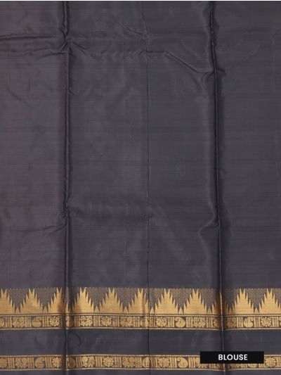 Kanmanie Vazhainaar Pattu Coral Orange Black Paisley Saree