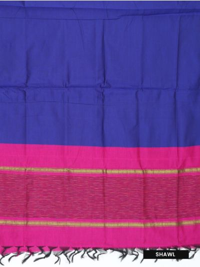 Graceful Essence Silk Cotton Geometric Ikat Border Dress Material