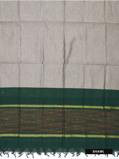 Graceful Essence Silk Cotton Bottle Green Geometric Diamond Ikat Dress Material