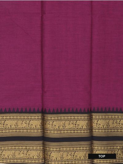 Graceful Essence Kanchi Cotton Plain Elephant Motif Border Dress Material