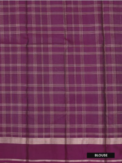 Gracecharm Pure Soft Silk Check Butta with Geometric Brocade Pallu Saree
