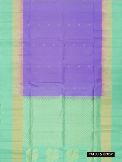Gracecharm Pure Soft Silk Floral Butta with Chevron Peacock Pallu Saree