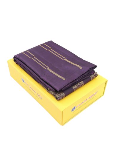 Gracecharm Pure Soft Silk Geometric Zari Line with Stepped Brocade Pallu Saree