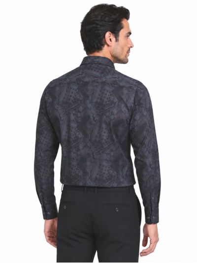 Warior Men’s Tonal Abstract Bandana Geometric Print Full Sleeve Shirt