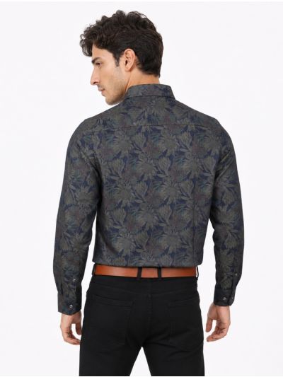 Warior Men’s Vintage Tropical Floral Print Full Sleeve Shirt