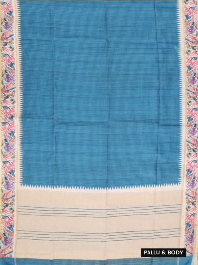 Gracecharm Semi Linen Stripe with Horizontal Stripe Pallu Saree