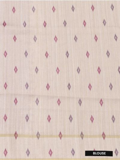 Gracecharm Semi Linen Floral Butta with Geometric Diamond Pallu Saree