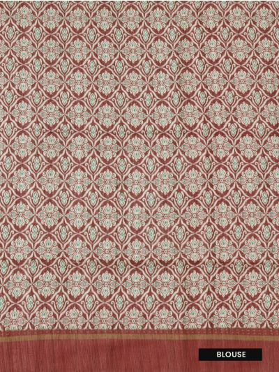 Gracecharm Semi Linen Dotted Stripe with Elephant Ambari Pallu Saree