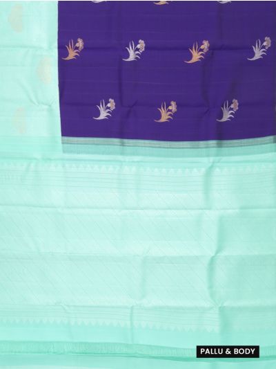 Vivaha Arani Pure Silk Floral Butta with Diagonal Geometric Brocade Pallu Saree