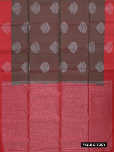 Gracecharm Pure Soft Silk Floral Fan Medallion Butta with Diamond Trellis Pallu Saree