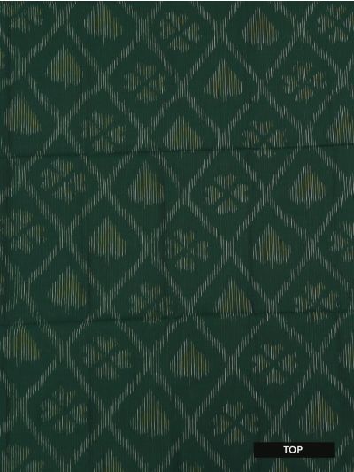 Graceful Essence Silk Cotton Bottle Green Geometric Diamond Ikat Dress Material