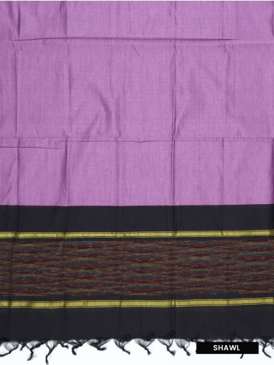 Graceful Essence Silk Cotton Black Geometric Diamond Ikat Dress Material