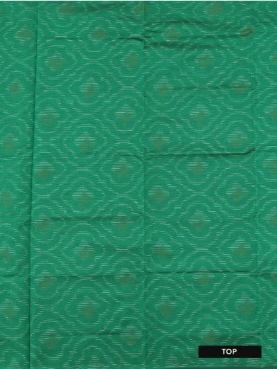 Graceful Essence Silk Cotton Emerald Green Geometric Diamond Ikat Dress Material