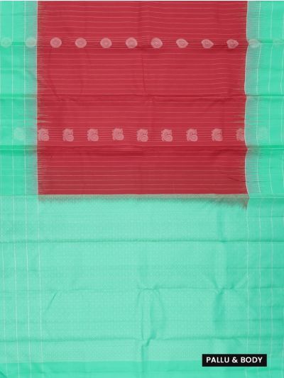 Gracecharm Pure Soft Silk Round Butta with Geometric Brocade Pallu Saree