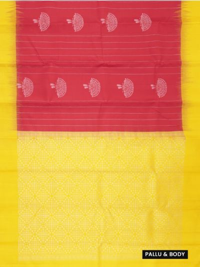 Gracecharm Pure Soft Silk Tree Motif with Geometric Brocade Pallu Saree