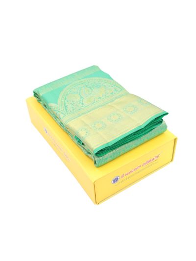Gracecharm Pure Silk Geometric with Floral Butta and Floral Medallion Pallu Saree