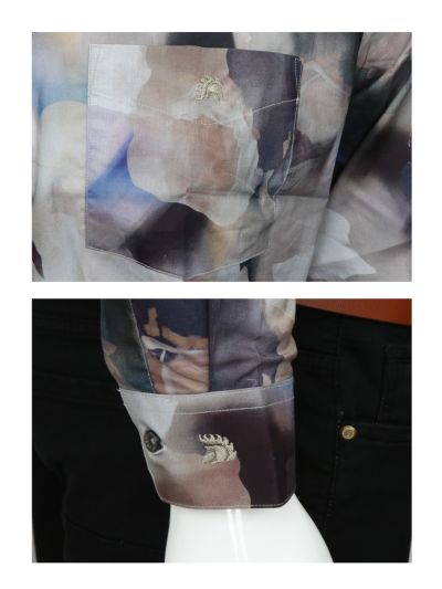 Warior Men’s Large-Scale Watercolour Floral Print Full Sleeve Shirt