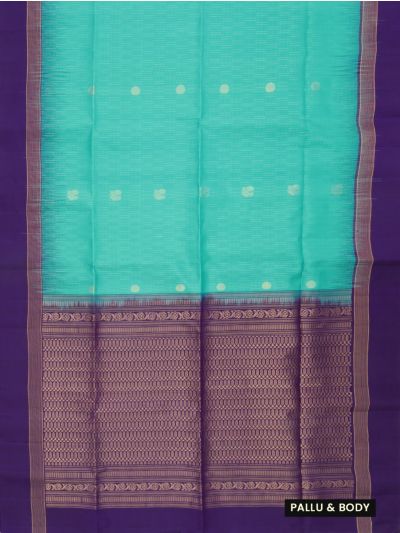 Gracecharm Pure Soft Silk Round Butta with Geometric Brocade Pallu Saree