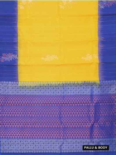 Gracecharm Pure Soft Silk Floral Butta with Geometric Brocade Pallu Saree