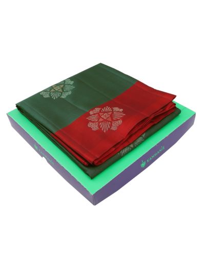 Kanmanie Soft Silk Floral Medallion Butta with Contrast Border Saree