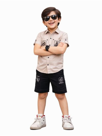 Graceful Essence Boys Trendy Cotton Shirt and Shorts Set