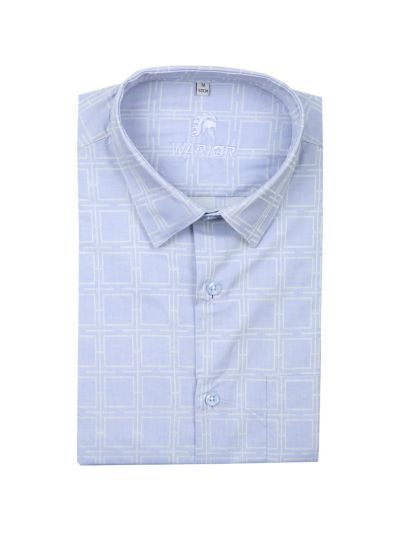 Warior Men’s Geometric Grid Print Full Sleeve Shirt