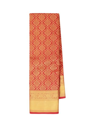 Vivaha Pure Silk Wedding Kanchipuram Floral Medallion Geometric Pallu Saree