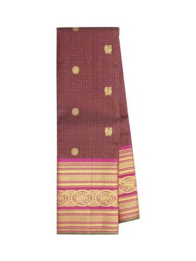 Vivaha Arani Pure Silk Micro Check Butta Diamond Pallu Elephant Border Saree