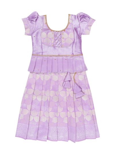 Charming Girls Readymade Stone Work Art Silk Pattu Pavadai Set