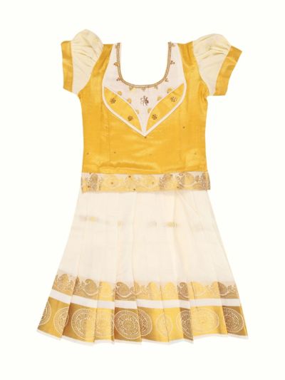Charming Girls Readymade Stone Work Art Silk Pattu Pavadai Set