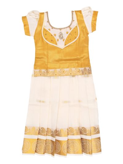 Charming Girls Readymade Stone Work Art Silk Pattu Pavadai Set