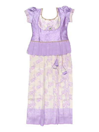 Charming Girls Readymade Stone Work Art Silk Pattu Pavadai Set