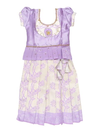 Charming Girls Readymade Stone Work Art Silk Pattu Pavadai Set