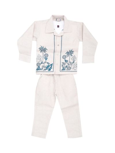 Gracecharm Boys Cotton Printed Shirt and Pants Set