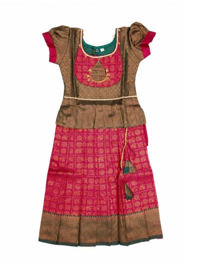 Charming Girls Readymade Stone Work Art Silk Pattu Pavadai Set