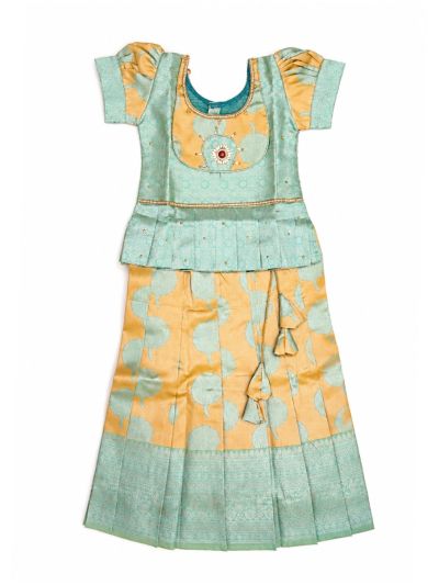 Charming Girls Readymade Stone Work Art Silk Pattu Pavadai Set