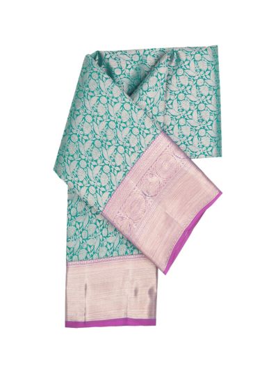 Vivaha Pure Silk Kanchipuram Wedding Jacquard Floral Motif with Zari Border Saree