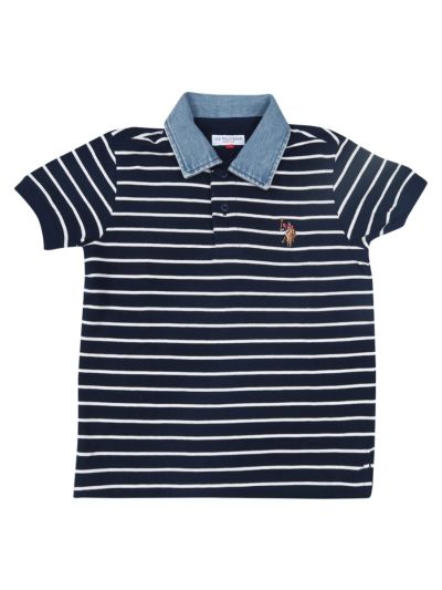 U.S. Polo Boy's Premium Hosiery Collar Half Sleeve Casual T-Shirt