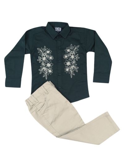 Gracecharm Boys Cotton Casual Shirt and Pant Set
