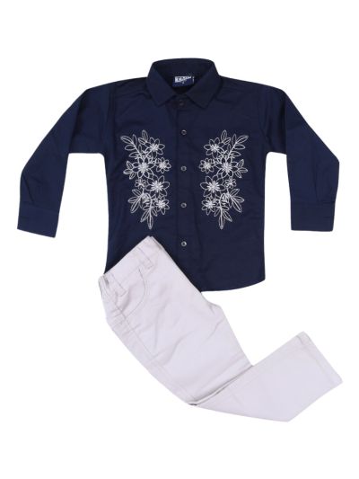 Gracecharm Boys Cotton Casual Shirt and Pant Set
