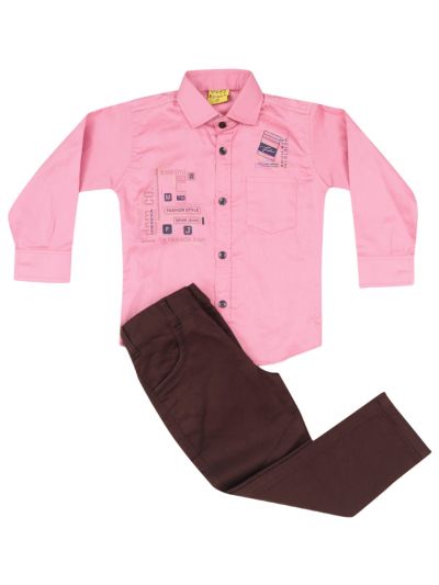 Gracecharm Boys Satin Casual Shirt and Pant Set